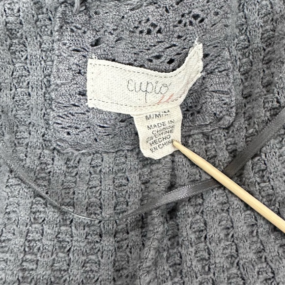 Cupio Waffle Knit Hoodie Top Women’s Size Medium Gray - Picture 3 of 5